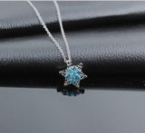 Aqua Flower Star Curb Chain Pendant